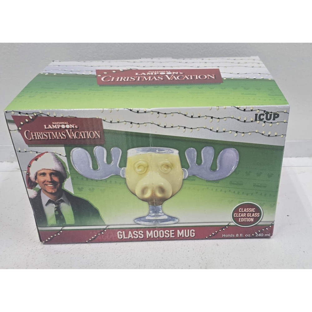 National Lampoon's Christmas Vacation Glass Moose Mug Classic Clear Edition NEW